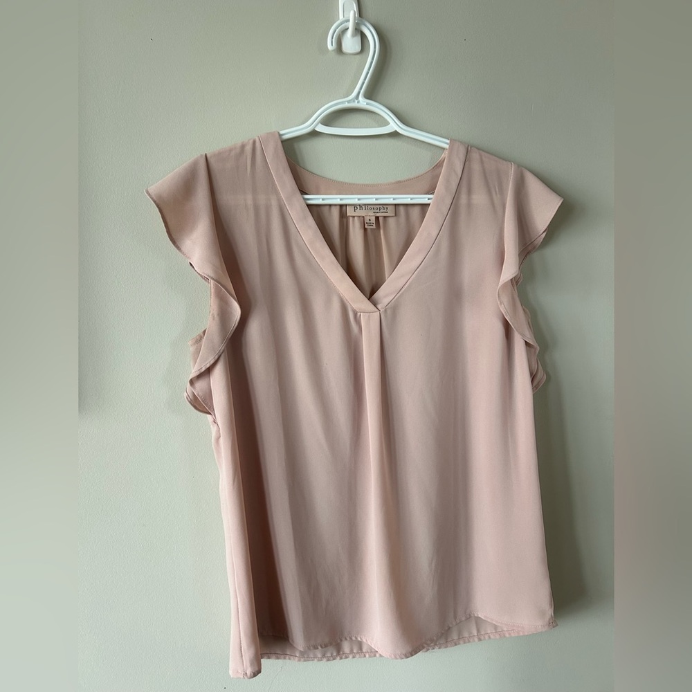 Philosophy Blush Ruffle Sleeve Blouse